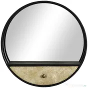 HOMCOM Oglindă Decorativă Rotundă cu Sertar, Cadru Metal și MDF, Ø61cm, Negru, pentru Living și Dormitor | Aosom Romania 