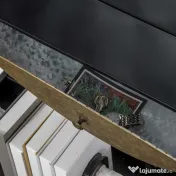 HOMCOM Oglindă Decorativă Rotundă cu Sertar, Cadru Metal și MDF, Ø61cm, Negru, pentru Living și Dormitor | Aosom Romania 