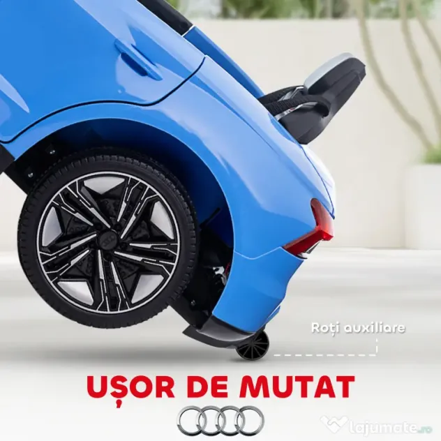 HOMCOM Mașinuta Electrica Copii cu Motor Dublu Mașină Electrică 12V 4,5Ah Suportă până la 25 kg 103x58x41 cm Albastră | Aosom Romania