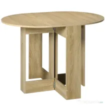 HOMCOM Masă Pliantă cu 2 Extensii Rabatabile, Masă Extensibilă cu Spațiu de Economisire, 104x76x73,7 cm, Lemn Natural | Aosom Romania