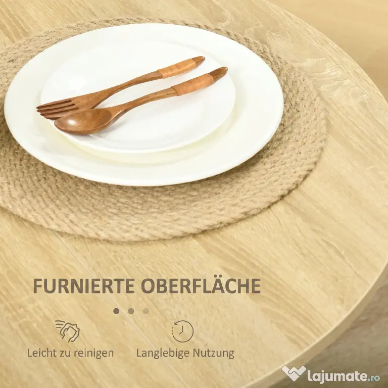 HOMCOM Masă Pliantă cu 2 Extensii Rabatabile, Masă Extensibilă cu Spațiu de Economisire, 104x76x73,7 cm, Lemn Natural | Aosom Romania