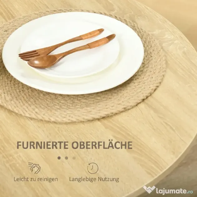 HOMCOM Masă Pliantă cu 2 Extensii Rabatabile, Masă Extensibilă cu Spațiu de Economisire, 104x76x73,7 cm, Lemn Natural | Aosom Romania