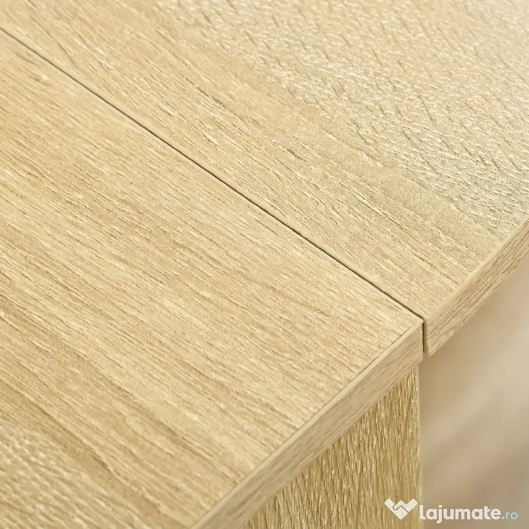 HOMCOM Masă Pliantă cu 2 Extensii Rabatabile, Masă Extensibilă cu Spațiu de Economisire, 104x76x73,7 cm, Lemn Natural | Aosom Romania