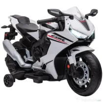 HOMCOM Motocicletă Electrică pentru Copii cu Baterie Reîncărcabilă de 6V, Viteză 3 km/h și Muzică, 90x44x52 cm, Alb | Aosom Romania