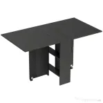 HOMCOM Masă Pliabilă din Lemn pentru 4-6 Persoane cu Roți, 75x140x74cm, Neagră