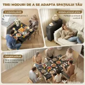 HOMCOM Masă Pliabilă din Lemn pentru 4-6 Persoane cu Roți, 75x140x74cm, Neagră