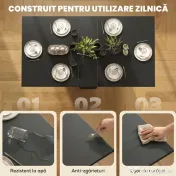 HOMCOM Masă Pliabilă din Lemn pentru 4-6 Persoane cu Roți, 75x140x74cm, Neagră