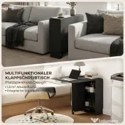 HOMCOM Masă Pliabilă din Lemn pentru 4-6 Persoane cu Roți, 75x140x74cm, Neagră