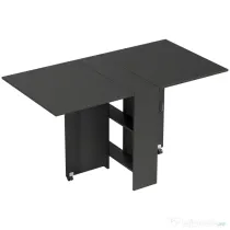 HOMCOM Masă Pliantă din Lemn cu Roți, pentru 4-6 Persoane, 75x140x75 cm, Negru | Aosom Romania