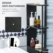 HOMCOM Dulap cu coloana din lemn ce economie de spatiu, dulap de baie cu rafturi, dulap si sertare, negru, 15x33x136.8cm 