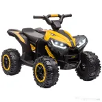 HOMCOM  ATV 12V pentru copii cu cauciucuri late, masina, faruri LED, claxon, muzica, pentru 3-5 ani, galben