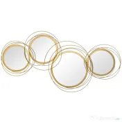 HOMCOM Decoratiune de perete din metal Decor oglinda decorativa moderna Sculpturi de perete pentru sufragerie dormitor sufragerie, auriu
