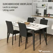 HOMCOM Set de 4 scaune pentru dining din piele sintetică cu cusături romboidale și picioare din metal, negru 