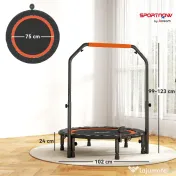HOMCOM Trambulină Elastică Pliabilă cu Mâner Reglabil și Monitor LCD, Ø102x99-123 cm, Negru | Aosom Romania