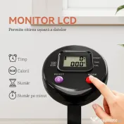 HOMCOM Trambulină Elastică Pliabilă cu Mâner Reglabil și Monitor LCD, Ø102x99-123 cm, Negru | Aosom Romania