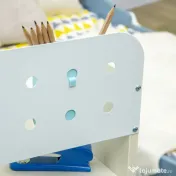 HOMCOM Set de birou si scaun cu inaltime reglabila Birou de scriere pentru copii masa de studiu pentru scoala cu raft, sertar, suport pentru stilouri, albastru