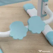 HOMCOM Set de birou si scaun cu inaltime reglabila Birou de scriere pentru copii masa de studiu pentru scoala cu raft, sertar, suport pentru stilouri, albastru
