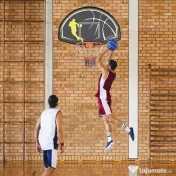 sportnow Cos de Basket pentru copii si adulti de interior si exterior din otel si PE, 110x90x70 cm, Negru si Galben 