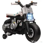 HOMCOM Motocicleta electrica cu roti de antrenament, jucarie in aer liber pentru 3-5 ani - alb