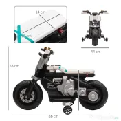 HOMCOM Motocicleta electrica cu roti de antrenament, jucarie in aer liber pentru 3-5 ani - alb 