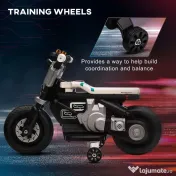 HOMCOM Motocicleta electrica cu roti de antrenament, jucarie in aer liber pentru 3-5 ani - alb 