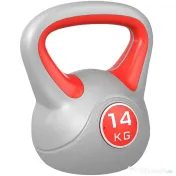 SPORTNOW Kettlebell 14kg din PU cu nisip si baza plata, maner comod 26x18x32 cm, Rosu