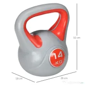 SPORTNOW Kettlebell 14kg din PU cu nisip si baza plata, maner comod 26x18x32 cm, Rosu
