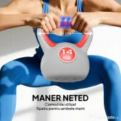 SPORTNOW Kettlebell 14kg din PU cu nisip si baza plata, maner comod 26x18x32 cm, Rosu