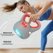 SPORTNOW Kettlebell 14kg din PU cu nisip si baza plata, maner comod 26x18x32 cm, Rosu