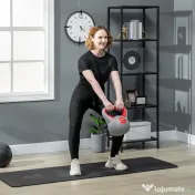 SPORTNOW Kettlebell 14kg din PU cu nisip si baza plata, maner comod 26x18x32 cm, Rosu