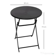 Outsunny Masă de Grădină Rotundă și Pliabilă din Oțel și HDPE, Ø60x73 cm, Gri Închis 