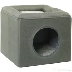 PawHut Căsuță pentru Pisici cu 2 Niveluri, cu Pernă din Pluș, din Lemn, Poliester și Plastic, 36,5x36,5x33 cm, Verde