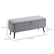 Homcom Banca Dormitor 104×38×42 cm – Catifea cu Spatiu Depozitare 