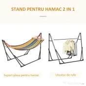 Outsunny Hamac Autoportant cu Suport Pliabil, Pat din Bumbac și Cadru din Oțel, Multicolor