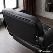 HOMCOM Scaun de Bar cu Spătar și Brațe, Scaun Modern de Bucătărie Rotativ cu Înălțime Reglabilă, 61x50x94-114 cm, Negru | Aosom Romania