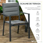 Outsunny Set de 7 Piese de Grădină din Aluminiu cu Masă Extensibilă și 6 Scaune cu Șezut din Plasă Respirabilă, 210x90x75 cm, Gri | Aosom Romania
