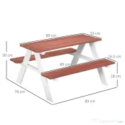 Outsunny Set Masă de Picnic pentru Copii, Masă și Băncuțe din Lemn, Mobilier de Grădină pentru Copii, Jocuri de Exterior, Vârsta 3-8 Ani, Maro | Aosom Romania