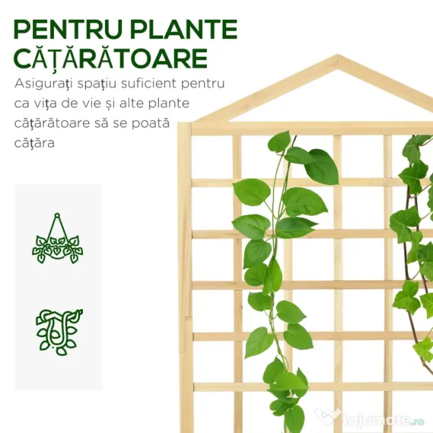 Outsunny Ghiveci din Lemn cu Grilaj pentru Plante Cățărătoare, Ideal pentru Legume și Flori, 90x43x150 cm, Design Natural | Aosom Romania