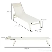 Outsunny Set 2 Sezlonguri Pliabile din Aluminiu și Poliester, Confortabile și Ușor de Depozitat, Bej, 55x195x30cm | Aosom Romania 