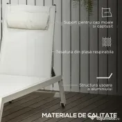 Outsunny Set 2 Sezlonguri Pliabile din Aluminiu și Poliester, Confortabile și Ușor de Depozitat, Bej, 55x195x30cm | Aosom Romania 