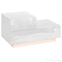 Noptieră LED Modernă HOMCOM | 16 Culori RGB cu Telecomandă | 2 Sertare | PAL | 70x37x38 cm | Alb | Aosom Romania