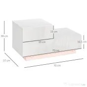 Noptieră LED Modernă HOMCOM | 16 Culori RGB cu Telecomandă | 2 Sertare | PAL | 70x37x38 cm | Alb | Aosom Romania