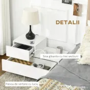 Noptieră LED Modernă HOMCOM | 16 Culori RGB cu Telecomandă | 2 Sertare | PAL | 70x37x38 cm | Alb | Aosom Romania