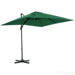 Outsunny Umbrelă de grădină cu manivelă, 2.5x2.5 m, rotativă 360° și parasolar reglabil, verde