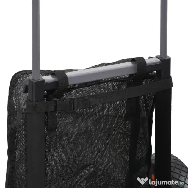 SPORTNOW Carucior de plaja pliabil, carucior de plaja din aluminiu cu roti mari de 30 cm pentru orice teren si maner telescopic, utilizare in gradina pentru cumparaturi in camping