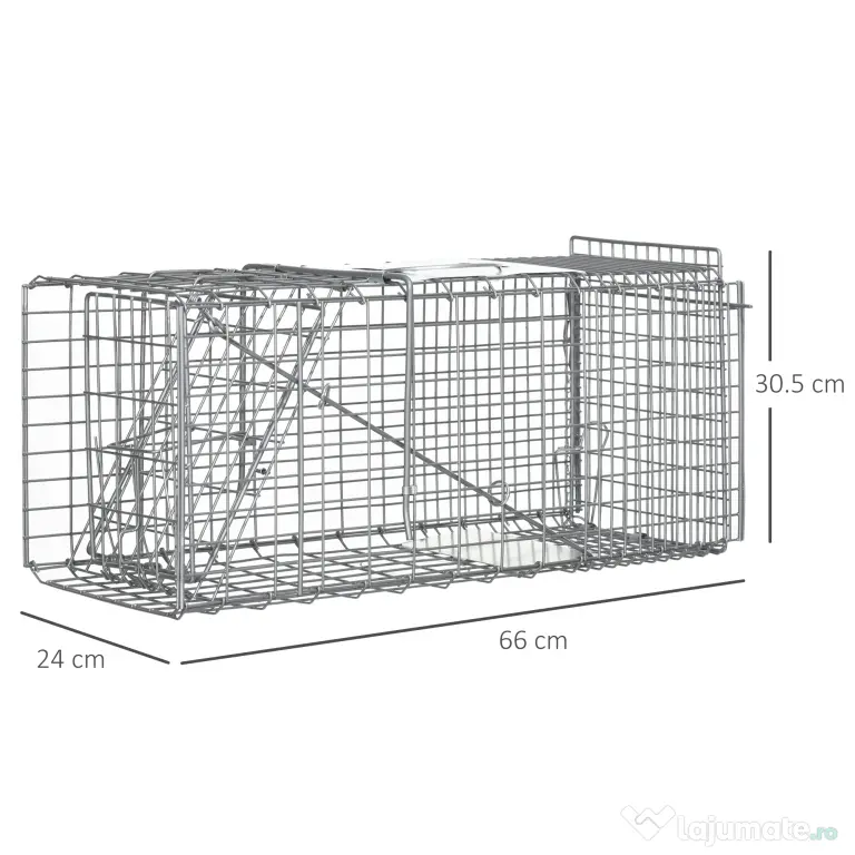 Cusca capcana pentru animale mici Outsunny, 66x24x30,5cm pentru iepuri, veverite, nurci, argintie | Aosom Romania