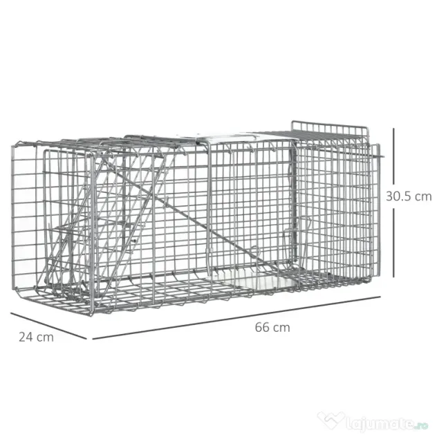 Cusca capcana pentru animale mici Outsunny, 66x24x30,5cm pentru iepuri, veverite, nurci, argintie | Aosom Romania