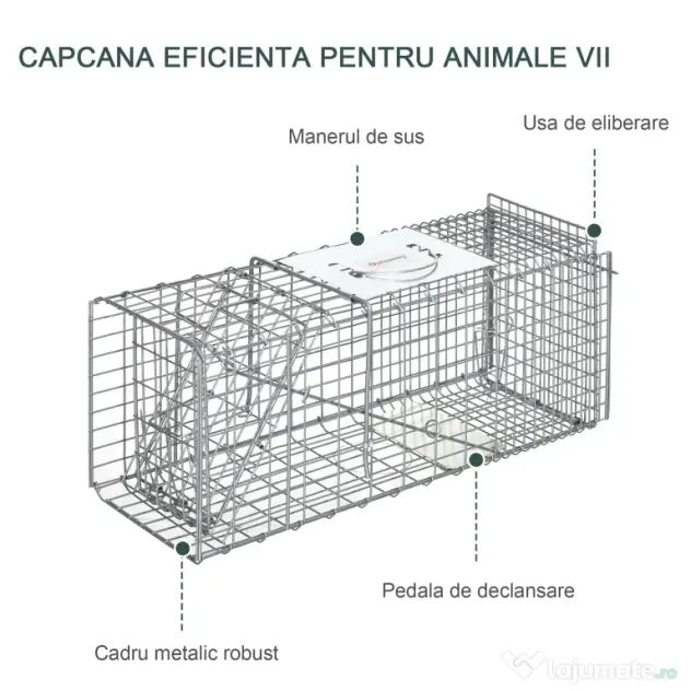 Cusca capcana pentru animale mici Outsunny, 66x24x30,5cm pentru iepuri, veverite, nurci, argintie | Aosom Romania