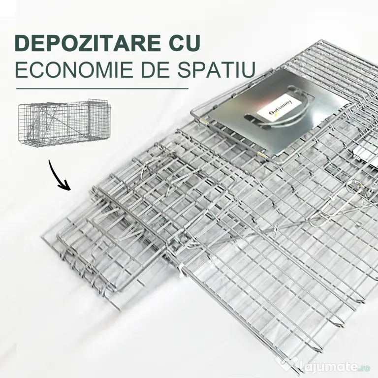 Cusca capcana pentru animale mici Outsunny, 66x24x30,5cm pentru iepuri, veverite, nurci, argintie | Aosom Romania