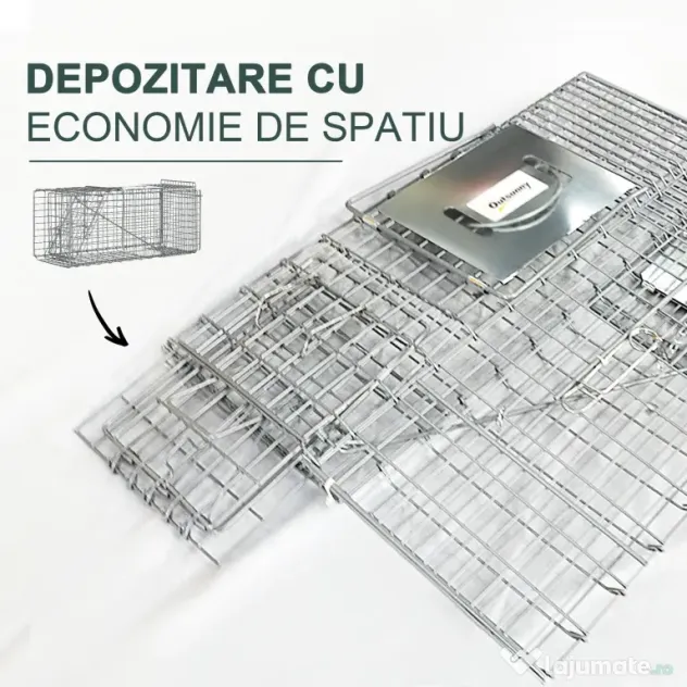 Cusca capcana pentru animale mici Outsunny, 66x24x30,5cm pentru iepuri, veverite, nurci, argintie | Aosom Romania